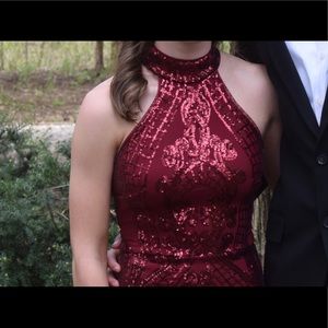 red/maroon prom dress
